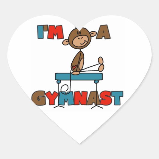 Affe Ich bin Gymnast Herz-Aufkleber (Vorderseite)