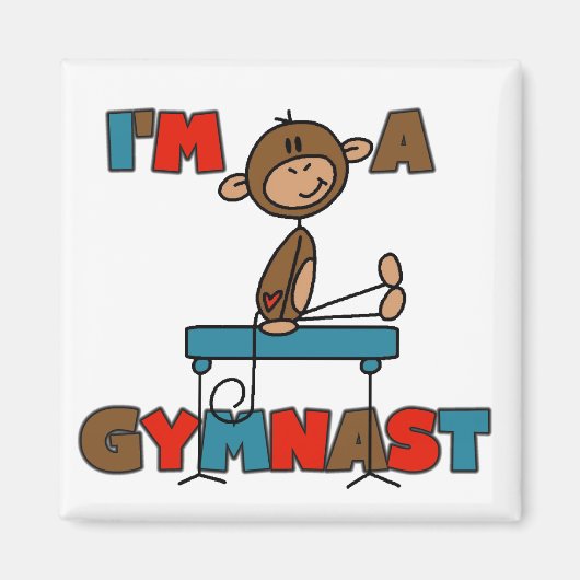 Affe Ich bin Gymnast-T - Shirt und Geschenke Magnet (Vorne)