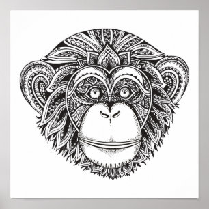 Affe Illustartion Gekritzel 2 Poster