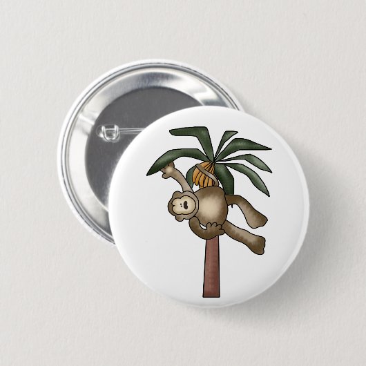 Affe im Bananen-Baum Button (Vorne & Hinten)