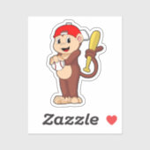 Affe im Baseball mit Baseballschläger Aufkleber (Blatt)