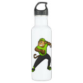 Affe im Baseball mit Baseballschläger Edelstahlflasche (Vorderseite)