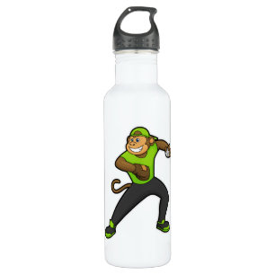 Affe im Baseball mit Baseballschläger Edelstahlflasche