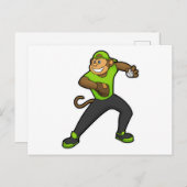Affe im Baseball mit Baseballschläger Postkarte (Vorne/Hinten)