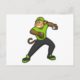 Affe im Baseball mit Baseballschläger Postkarte