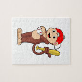 Affe im Baseball mit Baseballschläger Puzzle (Horizontal)