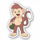 Affe im Bowling mit Bowlingball Aufkleber (Vorderseite)