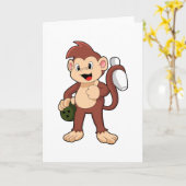 Affe im Bowling mit Bowlingball Karte (Gelbe Blume)