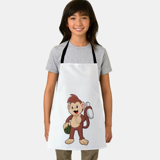 Affe im Bowling mit Bowlingball Schürze (Insitu)