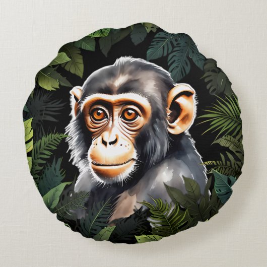 Affe im Dschungel Rundes Kissen (Rückseite)