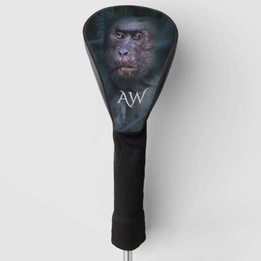 Affe im Dschungelmonogramm Golf Headcover (Vorderseite)
