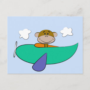 Affe im farbenfrohen Flugzeug zum Geburtstag Postkarte