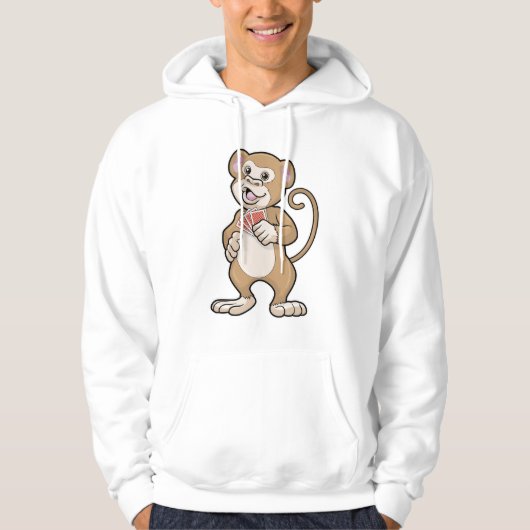 Affe im Poker mit Poker-Karten Hoodie (Vorderseite)