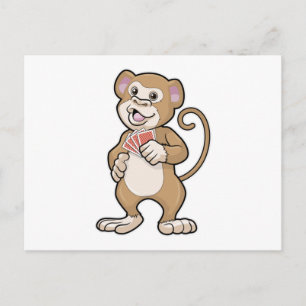 Affe im Poker mit Poker-Karten Postkarte
