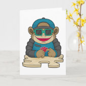 Affe im Poker mit Poker-Karten & Sonnenbrille Karte (Gelbe Blume)