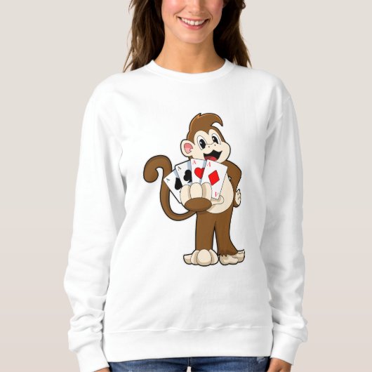 Affe im Poker mit Poker-Karten Sweatshirt (Vorderseite)