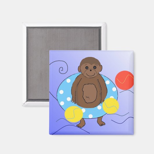 Affe im Pool Magnet (Vorderseite/Rückseite)