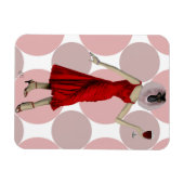 Affe im Roten Kleid mit Wein Magnet (Horizontal)