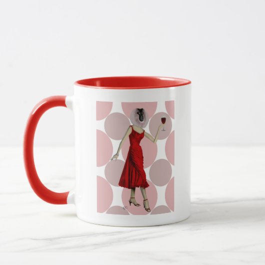 Affe im Roten Kleid mit Wein Tasse (Links)