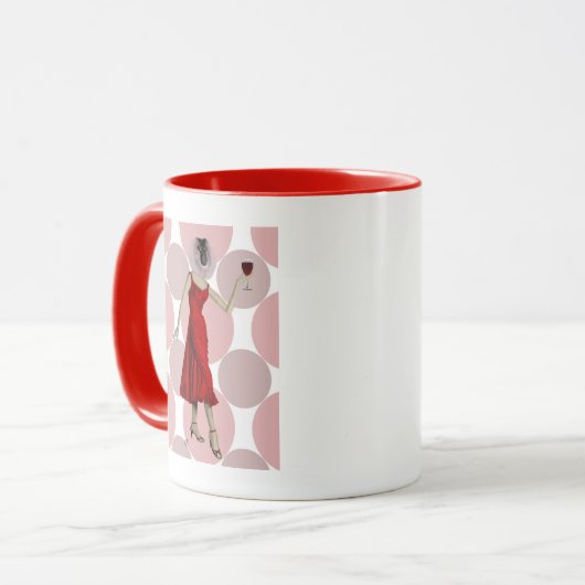 Affe im Roten Kleid mit Wein Tasse (Vorderseite Links)