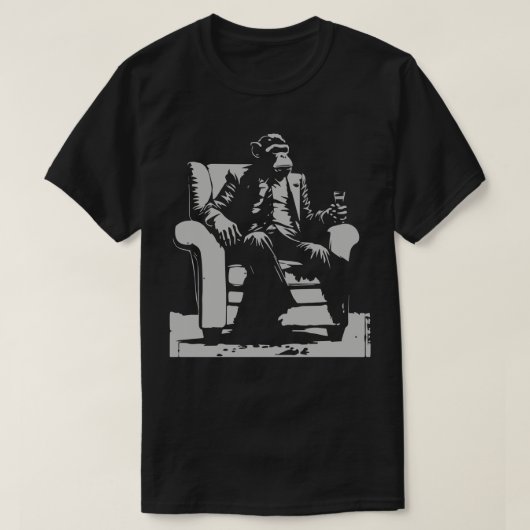 Affe im Sessel T-Shirt (Design vorne)