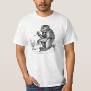 Affe im Vintage-Look, der Pfeife raucht Affen Tier T-Shirt