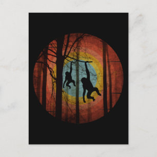 AFFE IM WALDWALD POSTKARTE