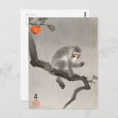Affe in Cockatoo-Malerei von Ohara Koson Postkarte (Vorne/Hinten)