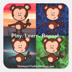Affe in den mittleren Apps Aufklebern Quadratischer Aufkleber