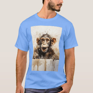 Affe in der Badewanne Lustige Tierkunst Familie T-Shirt