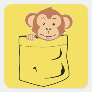 Affe in der Tasche Quadratischer Aufkleber