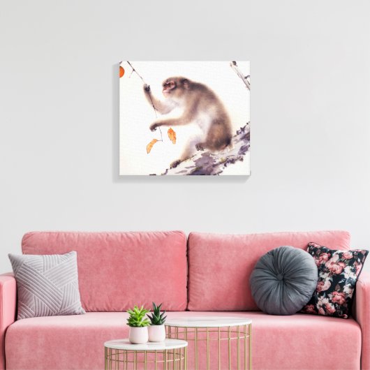 Affe in einem Persimmonbaum Leinwanddruck (Insitu (Wohnzimmer))