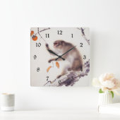 Affe in einem Persimmonbaum Quadratische Wanduhr (Zuhause)