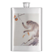 Affe in einem Persimone-Baum Flachmann (Vorderseite)