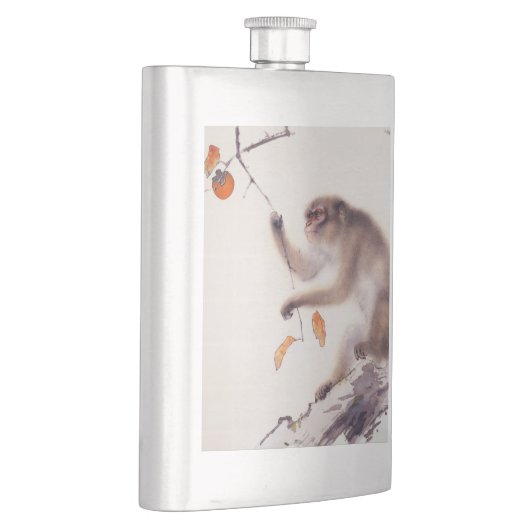 Affe in einem Persimone-Baum Flachmann (Rechts)