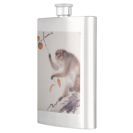 Affe in einem Persimone-Baum Flachmann (Links)