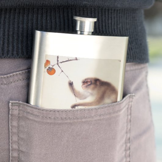 Affe in einem Persimone-Baum Flachmann (Beispiel)