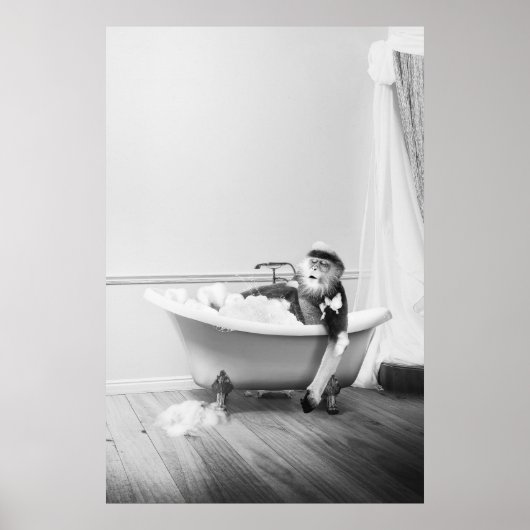 Affe in einer Badewanne Poster (Vorne)