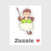 Affe in Kreuzbeinküken an Wolken Aufkleber (Blatt)