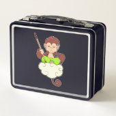 Affe in Kreuzbeinküken an Wolken Metall Brotdose (Rückseite)