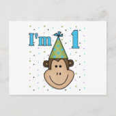 Affe in Party Hat 1st Birthday Tshirts Einladungspostkarte (Vorderseite)