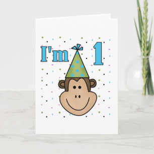 Affe in Party Hat 1st Birthday Tshirts Karte
