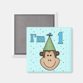 Affe in Party Hat 1st Birthday Tshirts Magnet (Vorderseite/Rückseite)