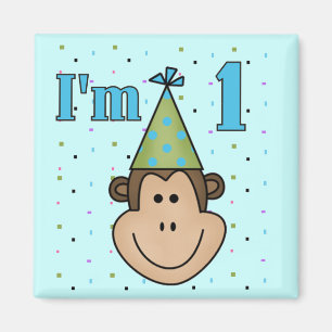 Affe in Party Hat 1st Birthday Tshirts Magnet