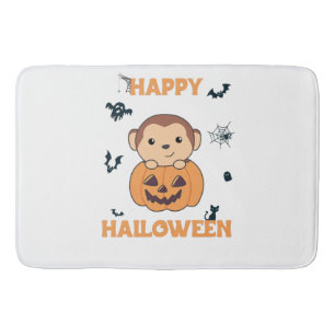 Affe in Pumpkin Niedliche Affen glückliches Hallow Badematte