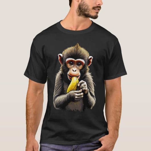 Affe isst Banane T-Shirt (Vorderseite)