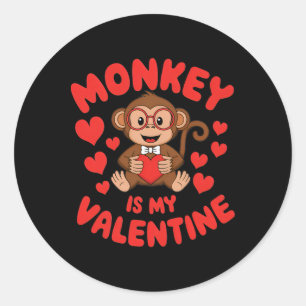 Affe ist mein Valentinstag Süßer Valentinstag-Affe Runder Aufkleber