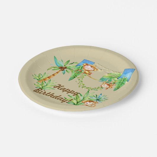 Affe-Kind Pappteller (Schrägansicht)