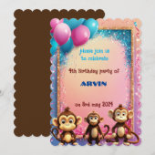 Affe Kindergeburtstag Einladung (Vorne/Hinten)