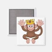 Affe King Crown Cartoon Tier Mascot Waving Magnet (Vorderseite/Rückseite)
